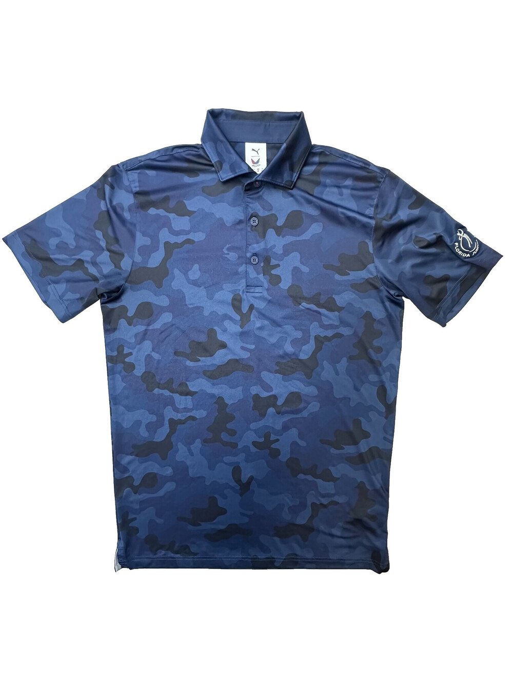 Puma Golf Florida Junior Tour Men’s Small Blue Camo Performance Polo Shirt